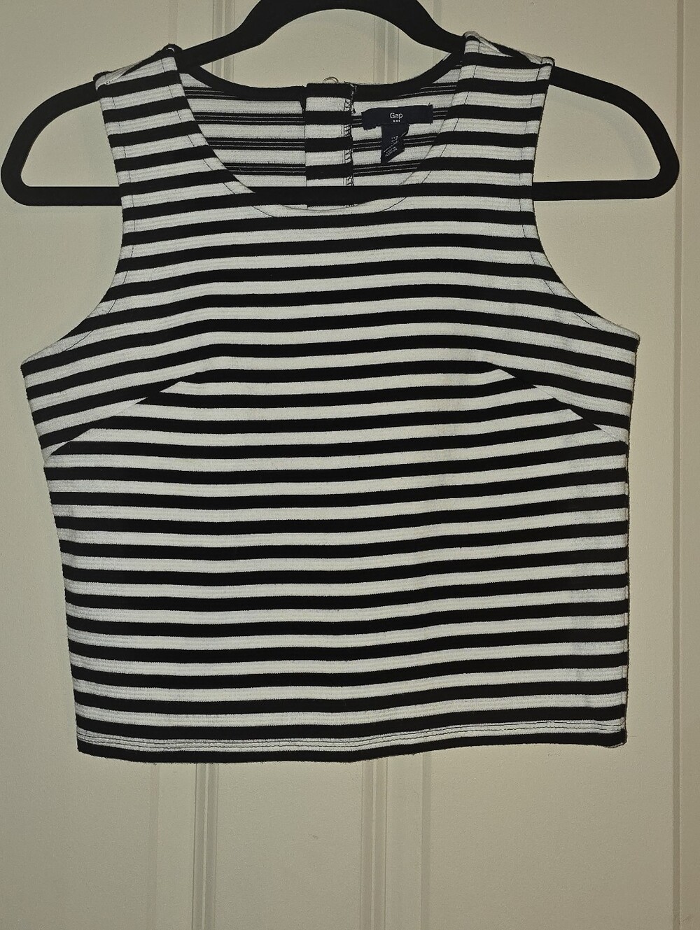 GAP Black White Striped Crop Tank Top